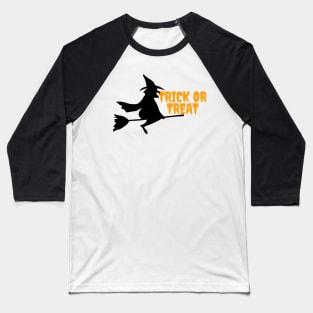 Trick Or Treat Witch On Broom Baseball T-Shirt